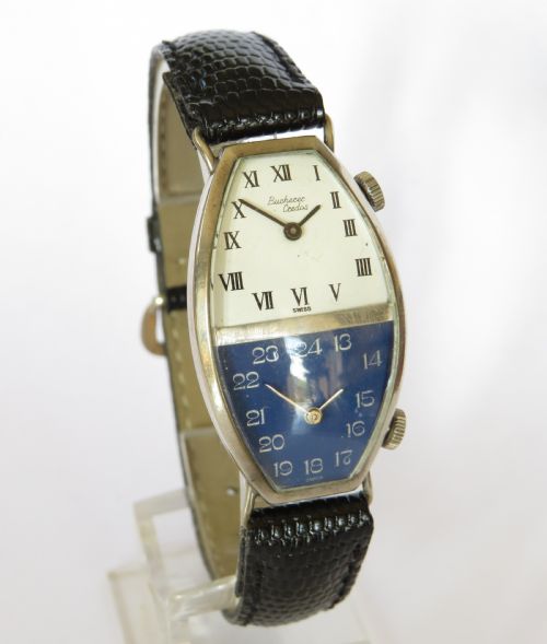fig 1. Rare silver Bucherer-Credos Night & Day watch