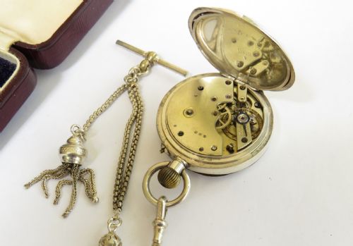 fig 2. Antique silver fob watch and chain