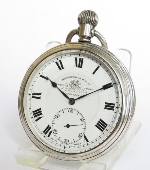 1920s Thomas Russell White Gold Plated Pocket Watch
