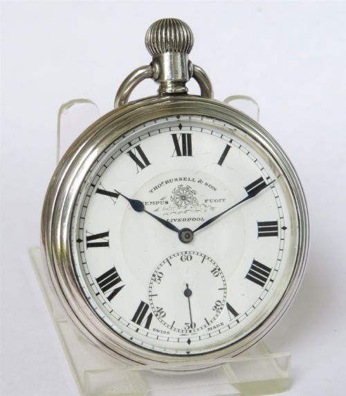 fig 1. 1920s Thomas Russell white gold plated pocket watch