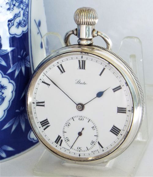 Antique 1915 State Silver Pocket Watch by Tavannes.