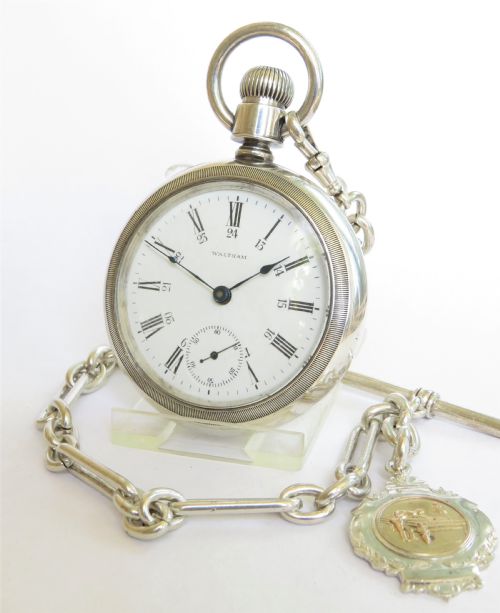 Waltham Sterling Pocket Watch and Chain