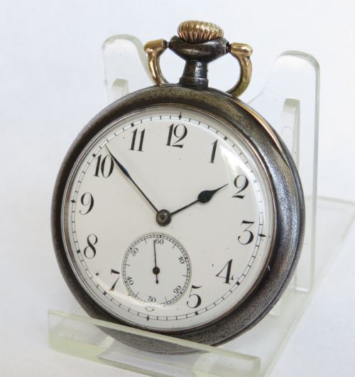 Antique Omega Gun Metal Pocket Watch, C1910