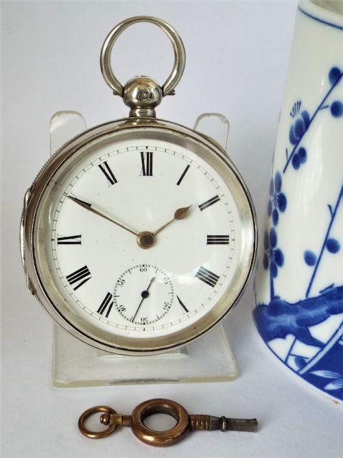 Antique Silver Lancashire Watch Co Pocket Watch Retailed by W Hind, Barrow