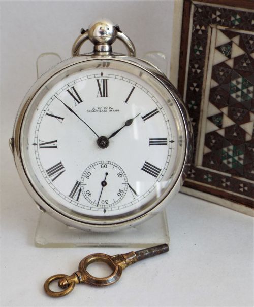 Large Antique 1898 Silver Waltham Pocket Watch.