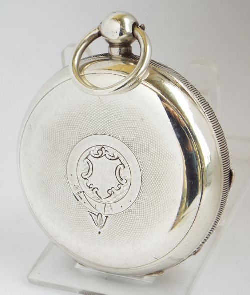 fig 1. Large antique 1898 silver Waltham pocket watch.