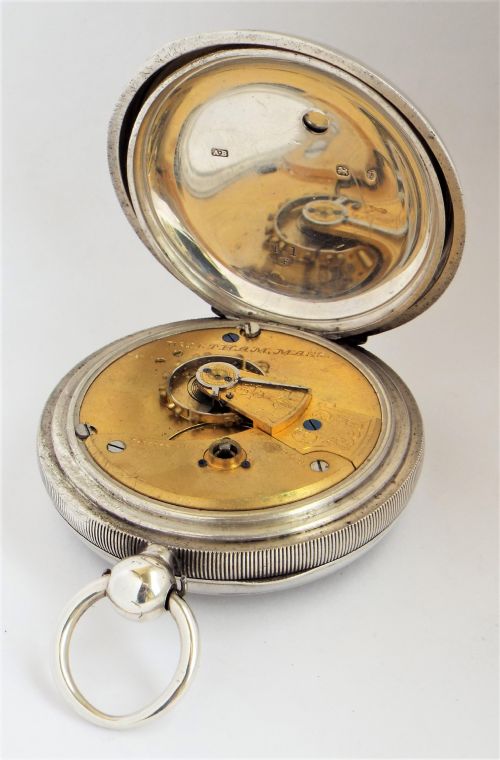 fig 2. Large antique 1898 silver Waltham pocket watch.