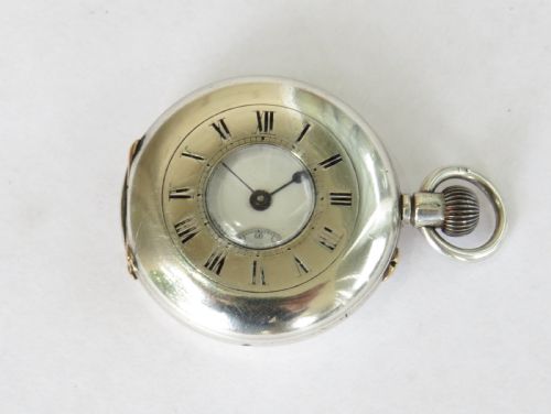 Antique Silver Half Hunter Fob Watch
