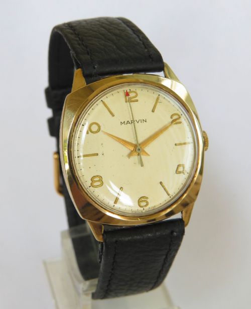 fig 1. Gents 9ct gold Marvin wrist watch, 1959