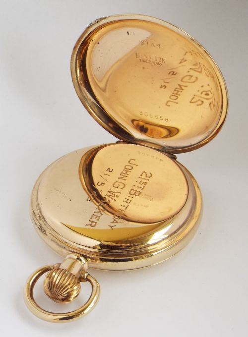 fig 3. 1940s Cyma full hunter pocket watch.