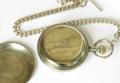 fig 2. Antique Omega pocket watch and chain