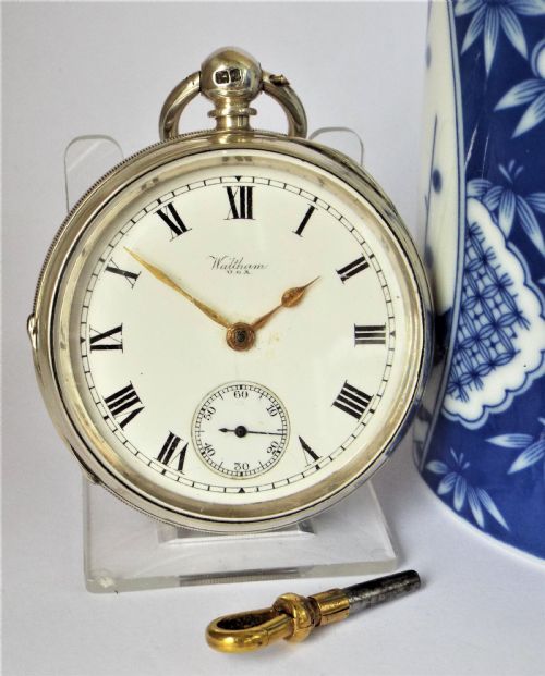 An Antique 1919 Silver Waltham Pocket Watch.