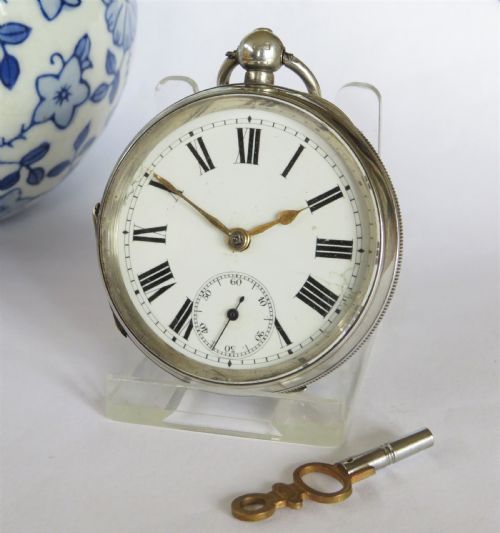 fig 1. Antique Swiss silver pocket watch, circa 1907.