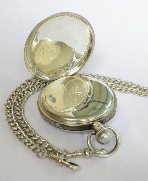 fig 2. 1931 silver Limit pocket watch and double chain