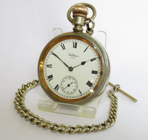 Antique 1914 Waltham Pocket Watch and Chain