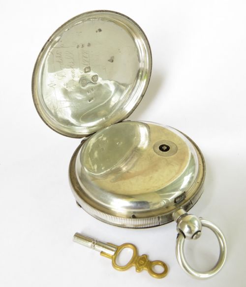 fig 1. 1894 silver pocket watch, John Hawley, Hatton Garden