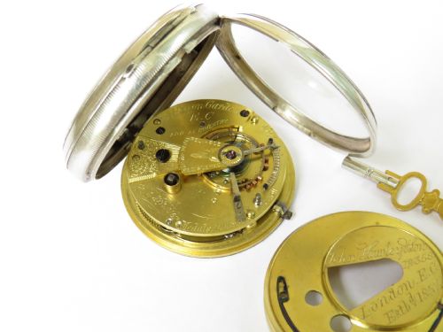 fig 3. 1894 silver pocket watch, John Hawley, Hatton Garden