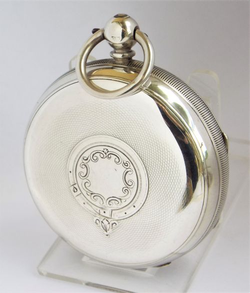 fig 1. Large antique silver fusee pocket watch, 1893.