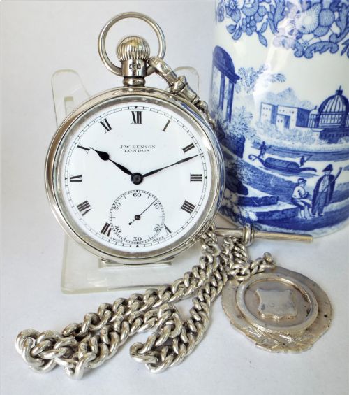 1934 Silver Revue Pocket Watch for J W Benson.
