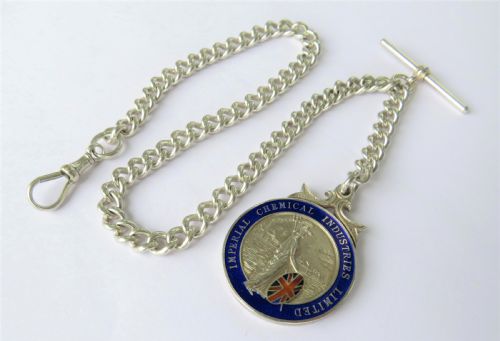 Antique Silver Watch Chain and Britannia Silver Fob