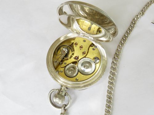 fig 1. Antique silver pocket watch & chain, Frys chocolate, Bristol
