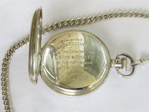 fig 2. Antique silver pocket watch & chain, Frys chocolate, Bristol