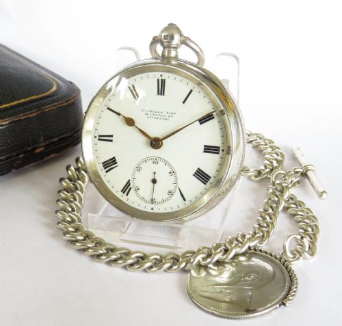 Antique Silver Russells Ltd Silver Pocket Watch and Albert