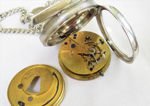 fig 2. Antique silver Russells Ltd silver pocket watch and albert