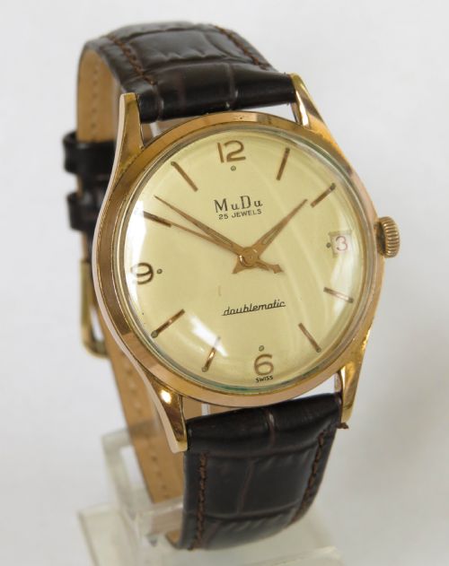 fig 1. Gents 1950s MuDu Doublematic wrist watch