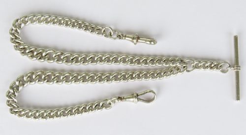 1933 Silver Double Pocket Watch Chain