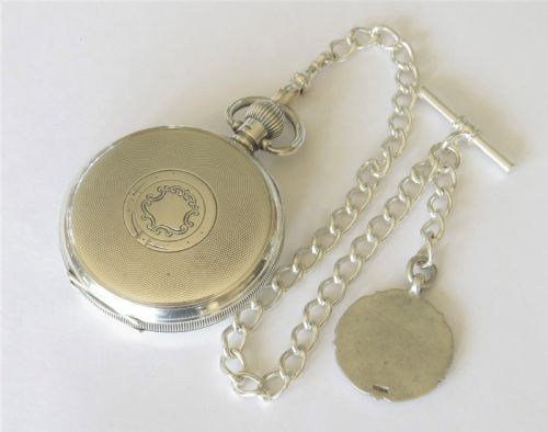 fig 1. Antique silver Buren pocket watch and albert