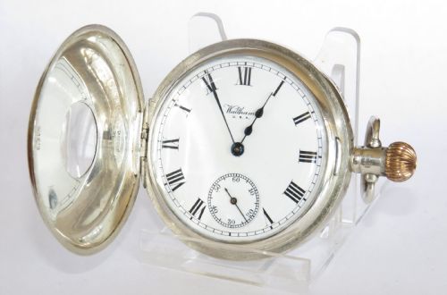 Silver Waltham Half Hunter Pocket Watch, 1908
