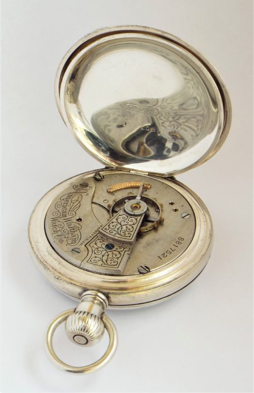 fig 2. Antique 1898 silver Waltham pocket watch.