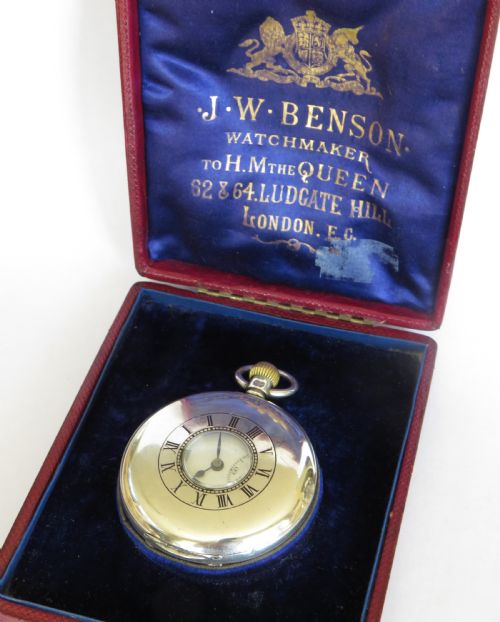 Silver Half Hunter Pocket Watch for J W Benson