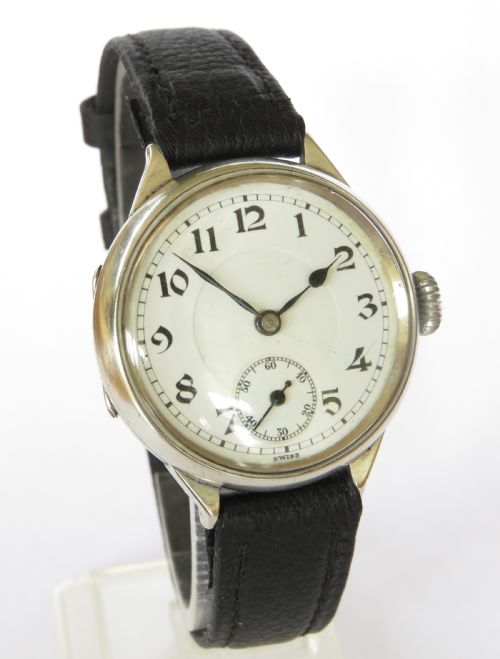 fig 1. Gents silver Helvetia wrist watch, 1918
