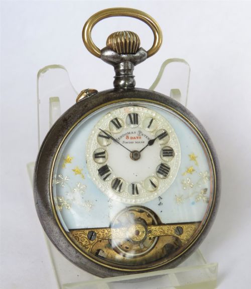 fig 1. Hebdomas Patent pocket watch, c1900s