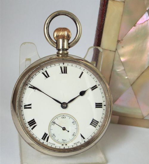 Antique 1908 Swiss Silver Pocket Watch.