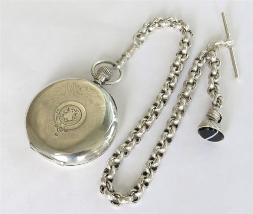 fig 3. Antique silver Dimier Freres pocket watch and chain