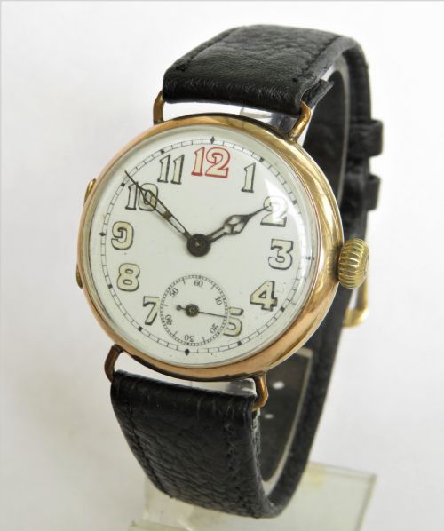 Gents 9ct Gold Trench Watch, 1914