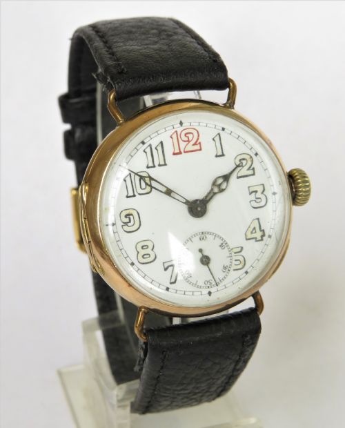 fig 1. Gents 9ct gold trench watch, 1914