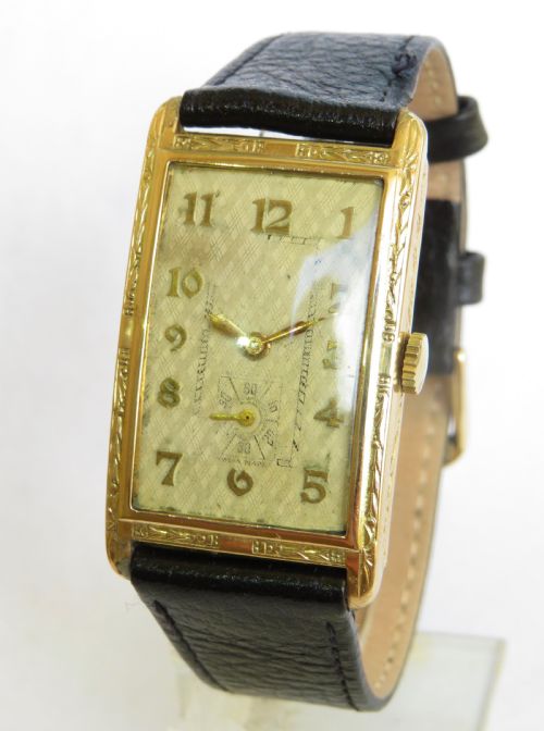 Good Sized Mens 9ct Gold Art Deco Wrist Watch