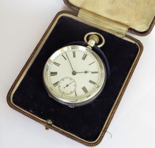 fig 1. Antique silver Waltham Riverside pocket watch, 1891
