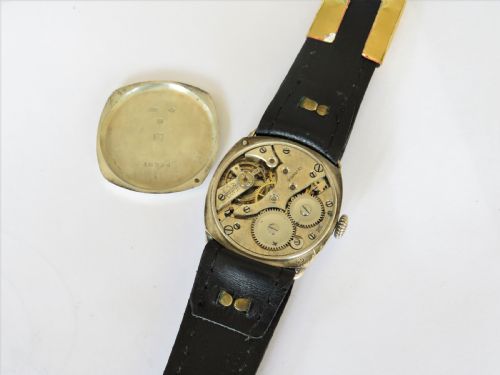 fig 2. Gents silver cushion cased wrist watch, 1927