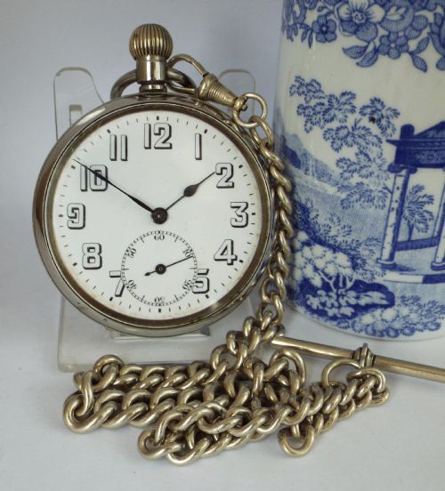 1930s Swiss Lever Pocket Watch and Chain.