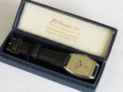 fig 1. Gents 1920s J W Benson silver wrist watch