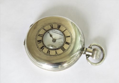 fig 1. Antique Thomas Russell silver half hunter pocket watch