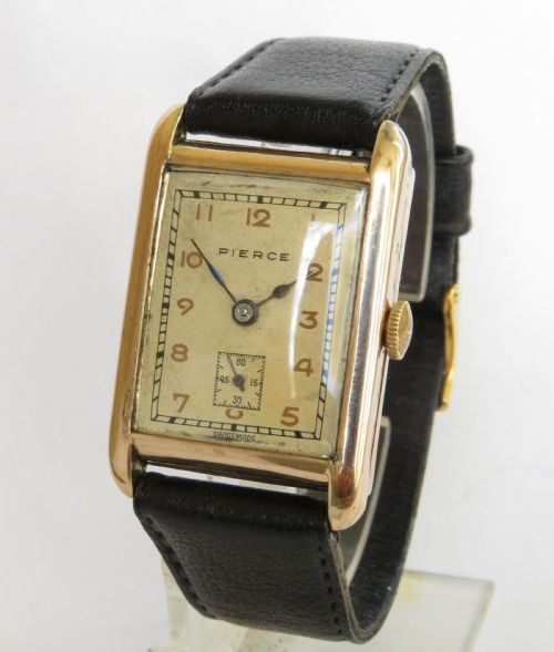 Gents 9ct Rose Gold 1930s Pierce Wrist Watch