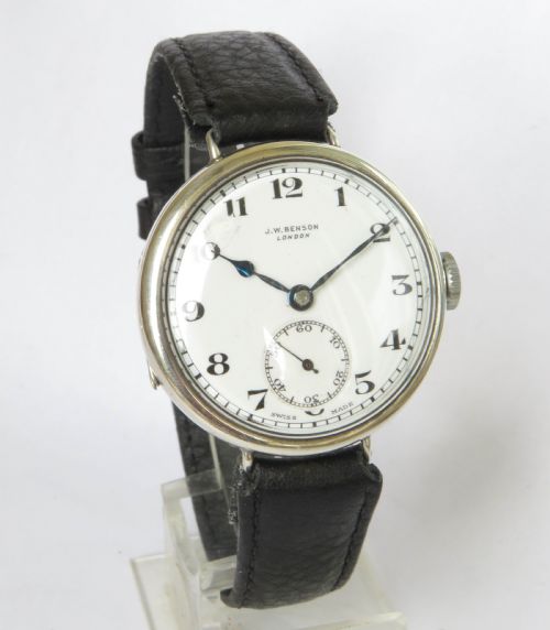 fig 1. Gents 1933 silver wrist watch from J W Benson
