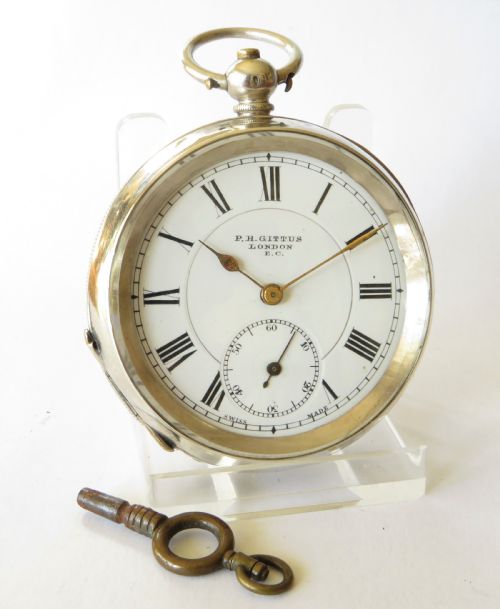 fig 1. Antique silver pocket watch for Gittus of London