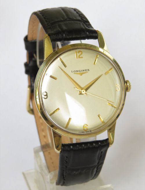 fig 1. Gents 9ct gold Longines wrist watch, 1960